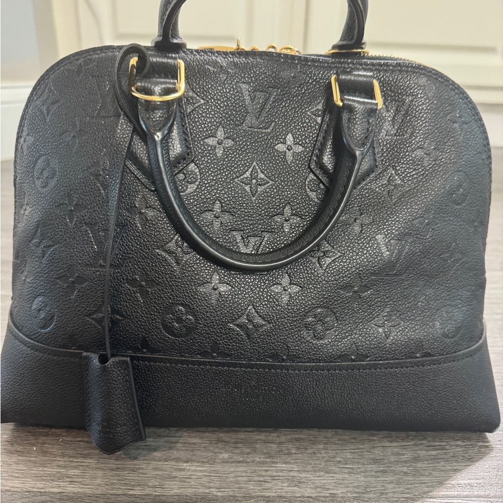 Louis Vuitton Black Embossed Monogram Alma PM Shoulder Bag
